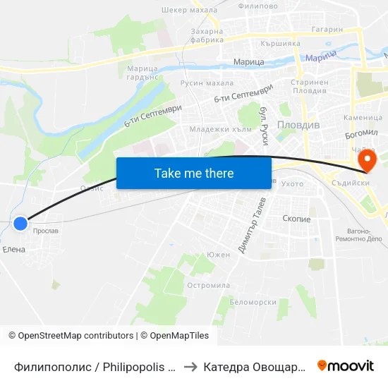 Филипополис / Philipopolis (178) to Катедра Овощарство map