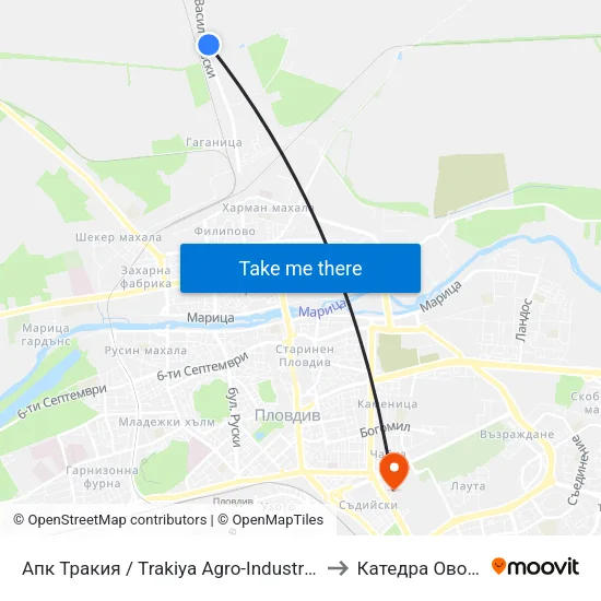 Апк Тракия / Trakiya Agro-Industrial Complex (1006) to Катедра Овощарство map
