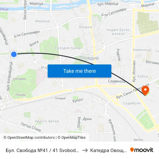 Бул. Свобода №41 / 41 Svoboda Blvd. (266) to Катедра Овощарство map