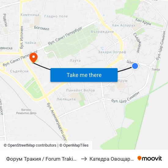 Форум Тракия / Forum Trakiya (78) to Катедра Овощарство map