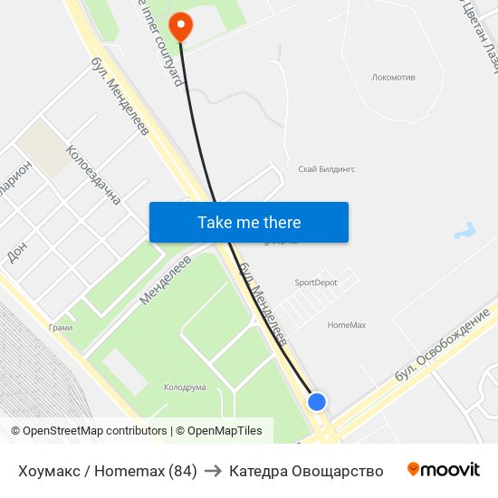 Хоумакс / Homemax (84) to Катедра Овощарство map