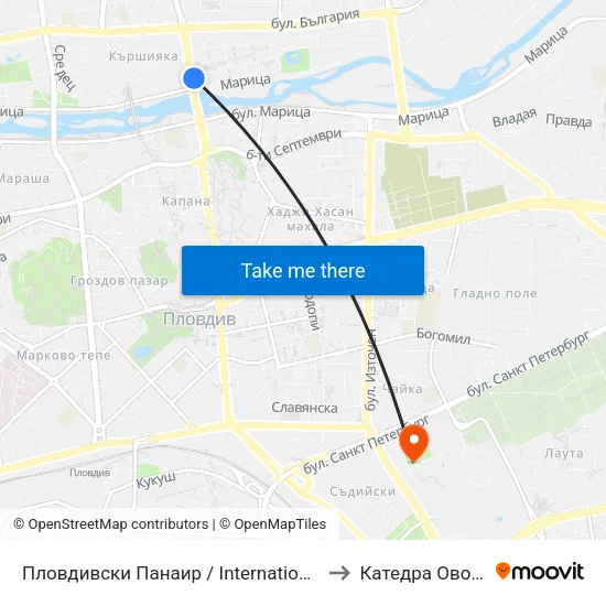 Пловдивски Панаир / International Fair Plovdiv (49) to Катедра Овощарство map