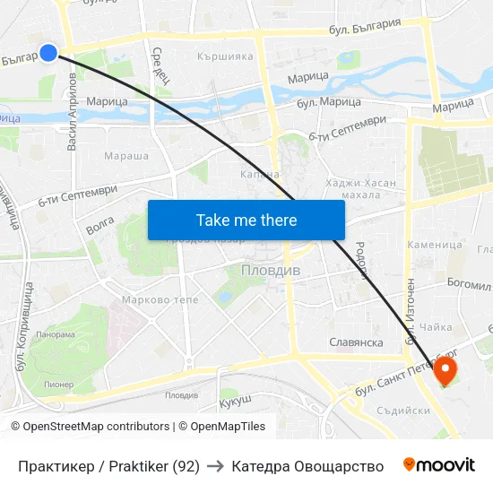 Практикер / Praktiker (92) to Катедра Овощарство map