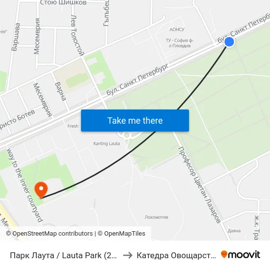 Парк Лаута / Lauta Park (235) to Катедра Овощарство map