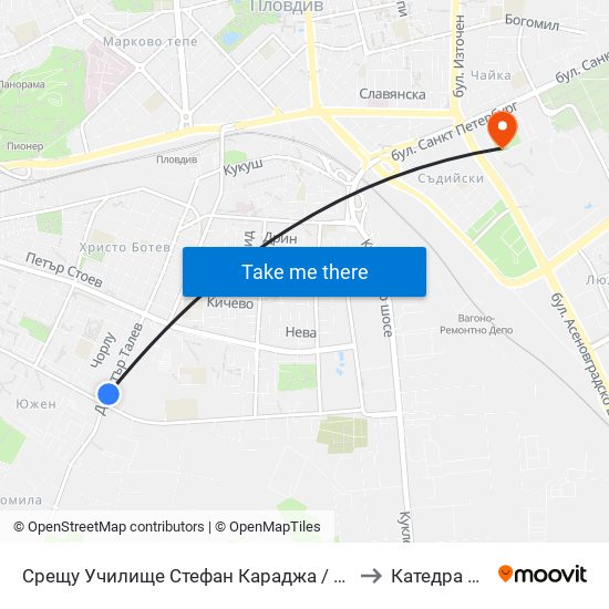 Срещу Училище Стефан Караджа / Opposite Stefan Karadzha School (38) to Катедра Овощарство map