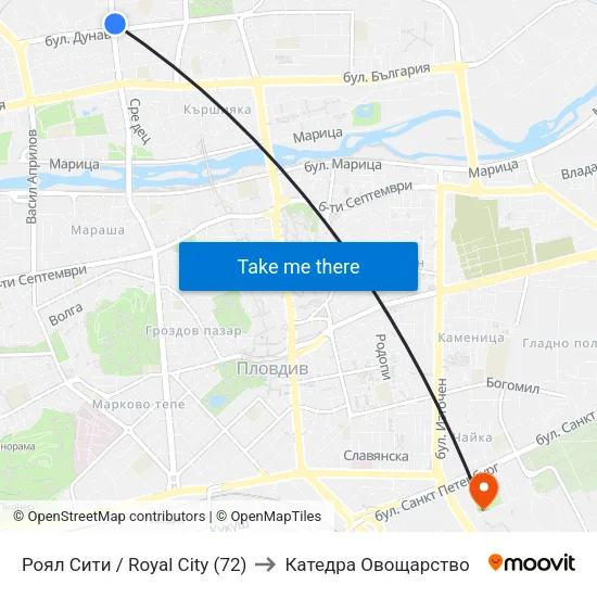 Роял Сити / Royal City (72) to Катедра Овощарство map