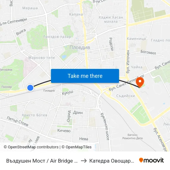 Въздушен Мост / Air Bridge (189) to Катедра Овощарство map