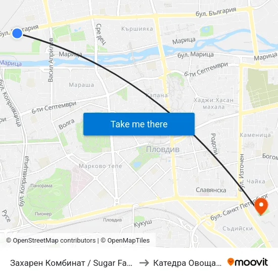 Захарен Комбинат / Sugar Factory (96) to Катедра Овощарство map