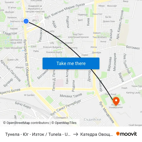Тунела - Юг - Изток / Tunela - Ug - East (11) to Катедра Овощарство map