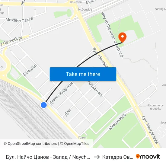 Бул. Найчо Цанов - Запад / Naycho Tsanov Blvd - West (102) to Катедра Овощарство map