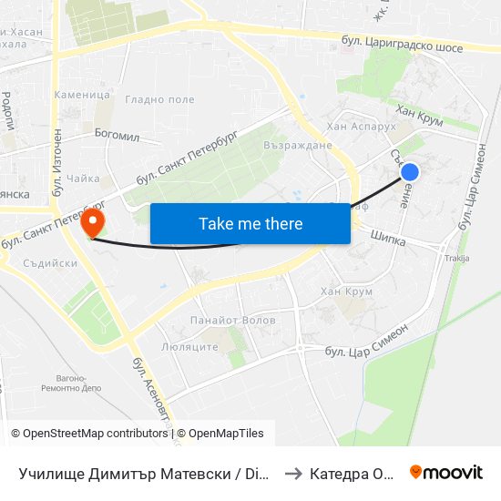 Училище Димитър Матевски / Dimitar Matevski School (112) to Катедра Овощарство map