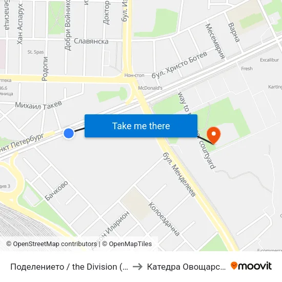 Поделението / the Division (330) to Катедра Овощарство map