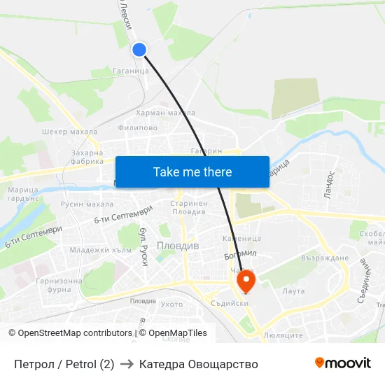 Петрол / Petrol (2) to Катедра Овощарство map