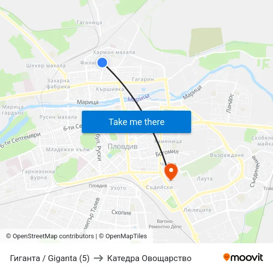 Гиганта / Giganta (5) to Катедра Овощарство map