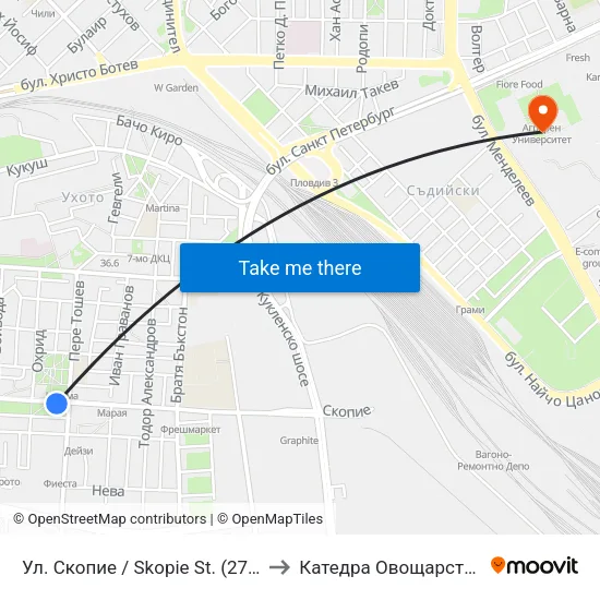 Ул. Скопие / Skopie St. (276) to Катедра Овощарство map