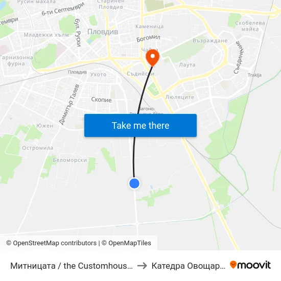 Митницата / the Customhouse (283) to Катедра Овощарство map