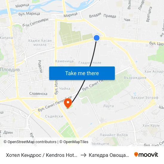 Хотел Кендрос / Kendros Hotel (134) to Катедра Овощарство map