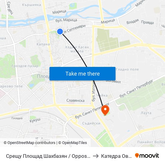 Срещу Площад Шахбазян / Opposite Shahbazyan Sq. (140) to Катедра Овощарство map