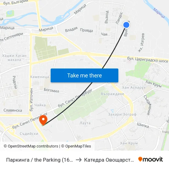 Паркинга / the Parking (164) to Катедра Овощарство map