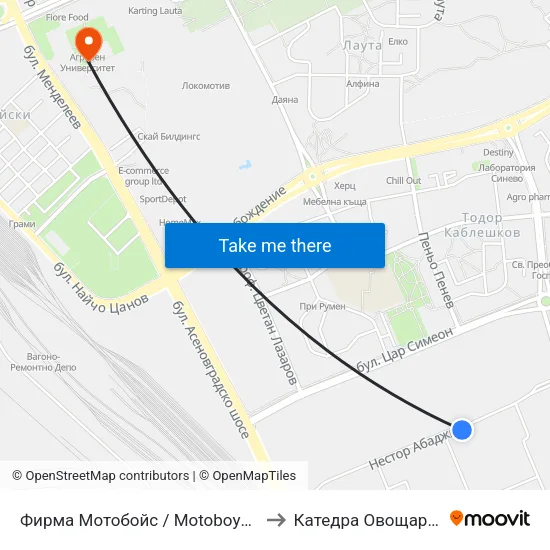 Фирма Мотобойс / Motoboys (331) to Катедра Овощарство map