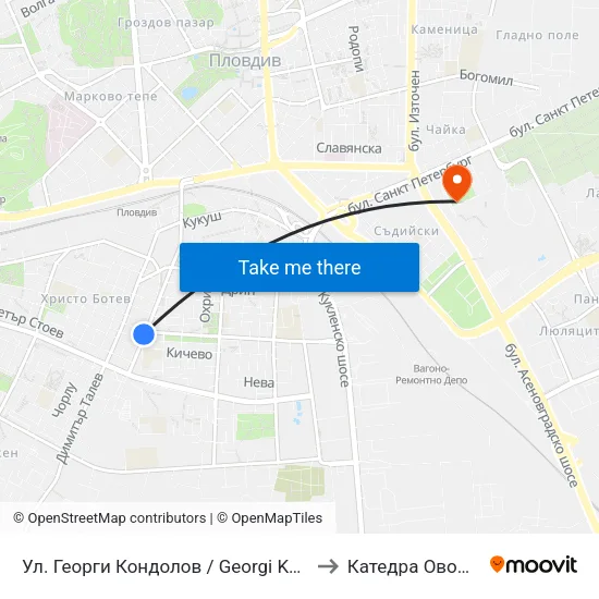Ул. Георги Кондолов / Georgi Kondolov St. (59) to Катедра Овощарство map