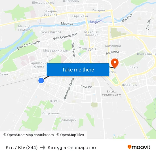 Ктв / Ktv (344) to Катедра Овощарство map
