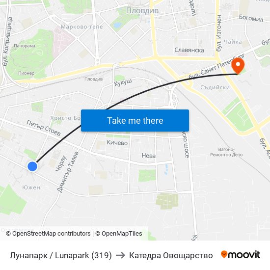 Лунапарк / Lunapark (319) to Катедра Овощарство map