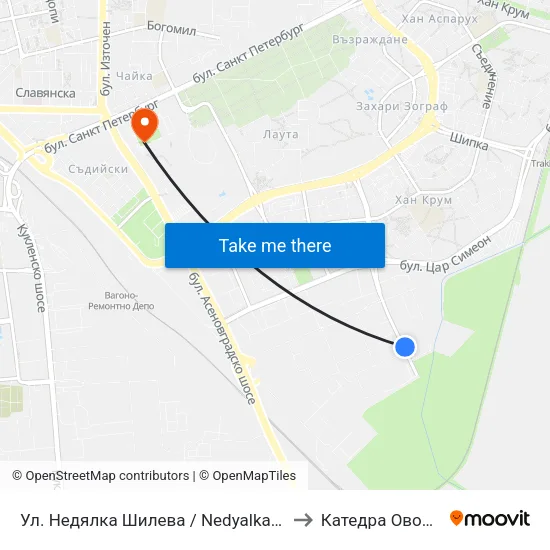 Ул. Недялка Шилева / Nedyalka Shileva St (434) to Катедра Овощарство map