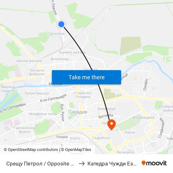 Срещу Петрол / Opposite Petrol (54) to Катедра Чужди Езици - АУ map