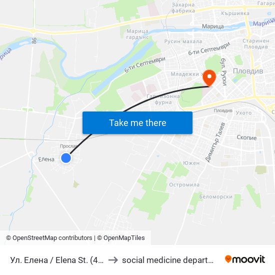 Ул. Елена / Elena St. (486) to social medicine department map