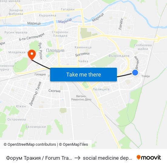 Форум Тракия / Forum Trakiya (78) to social medicine department map