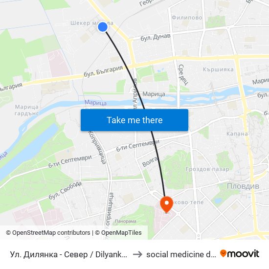 Ул. Дилянка - Север / Dilyanka St - North (269) to social medicine department map