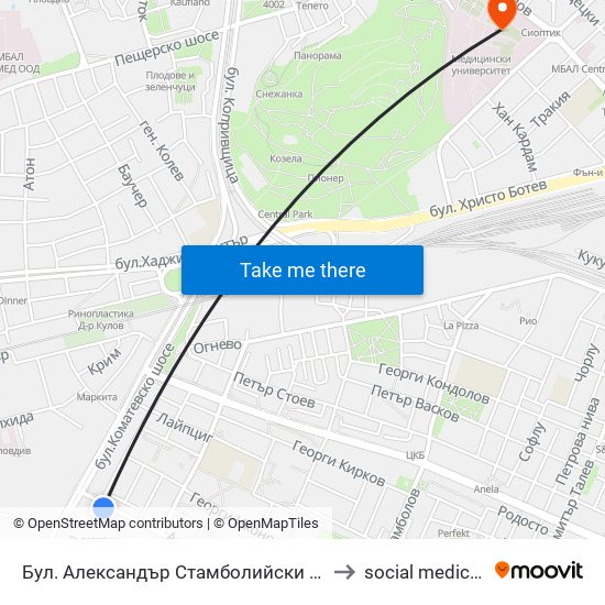 Бул. Александър Стамболийски / Alexander Stamboliyski Blvd. (34) to social medicine department map