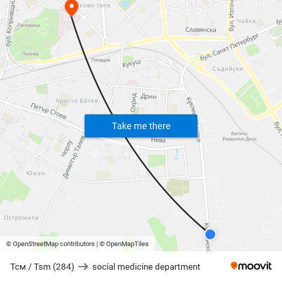 Тсм / Tsm (284) to social medicine department map