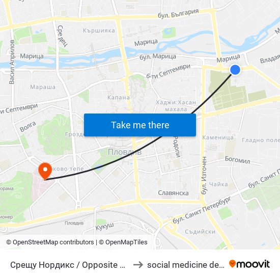 Срещу Нордикс / Opposite Nordiks (157) to social medicine department map