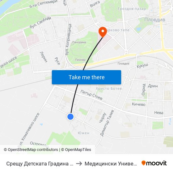 Срещу Детската Градина / Opposite the Kindergarten (36) to Медицински Университет (Medical University) map