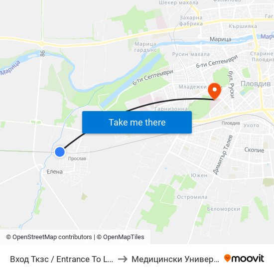Вход Ткзс / Entrance To Labour Cooperative Farm (436) to Медицински Университет (Medical University) map