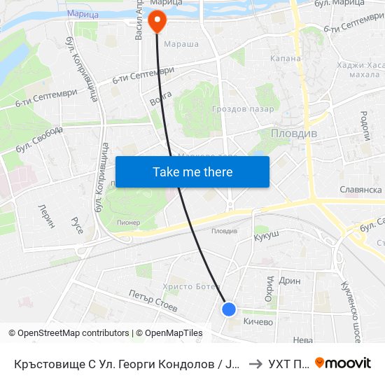 Кръстовище С Ул. Георги Кондолов / Junction With Georgi Kondolov St. (59) to УХТ Пловдив map
