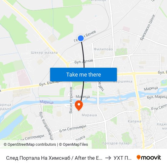 След Портала На Химснаб / After the Entrance To Himsnab (459) to УХТ Пловдив map