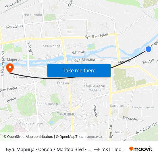 Бул. Марица - Север / Maritsa Blvd - North (412) to УХТ Пловдив map