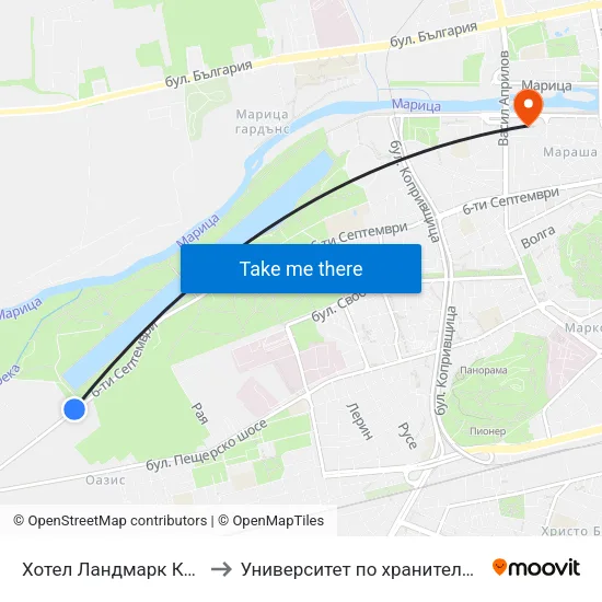 Хотел Ландмарк Крийк / Landmark Creek Hotel (463) to Университет по хранителни технологии (University of Food Technology) map