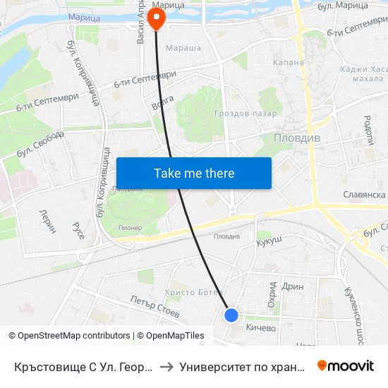 Кръстовище С Ул. Георги Кондолов / Junction With Georgi Kondolov St. (59) to Университет по хранителни технологии (University of Food Technology) map