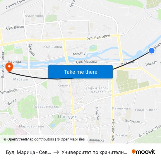 Бул. Марица - Север / Maritsa Blvd - North (412) to Университет по хранителни технологии (University of Food Technology) map