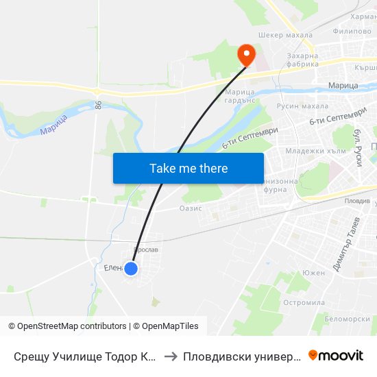 Срещу Училище Тодор Каблешков / Opposite Todor Kableshkov School (180) to Пловдивски университет "Паисий Хилендарски" - Нова сграда map