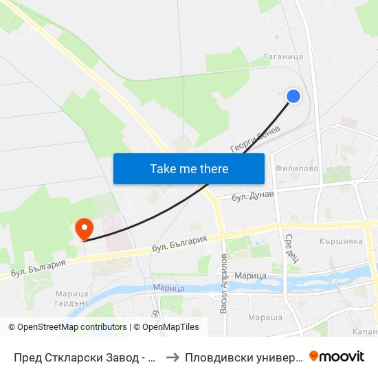 Пред Сткларски Завод - Последна / In Front Of Glass Factory - Last Stop (1017) to Пловдивски университет "Паисий Хилендарски" - Нова сграда map