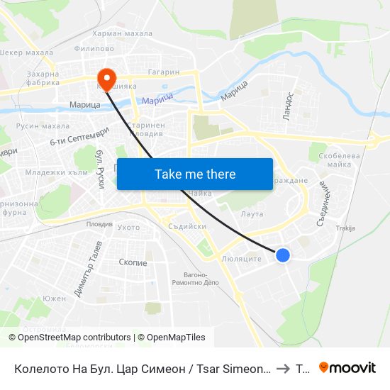 Колелото На Бул. Цар Симеон / Tsar Simeon Blvd Roundabout (1032) to Труд map