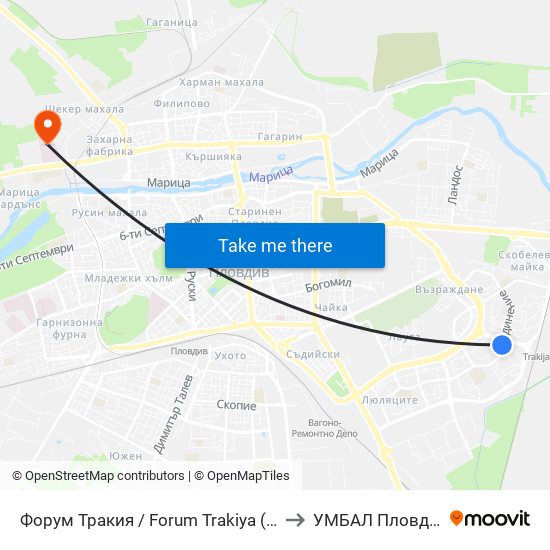 Форум Тракия / Forum Trakiya (78) to УМБАЛ Пловдив map