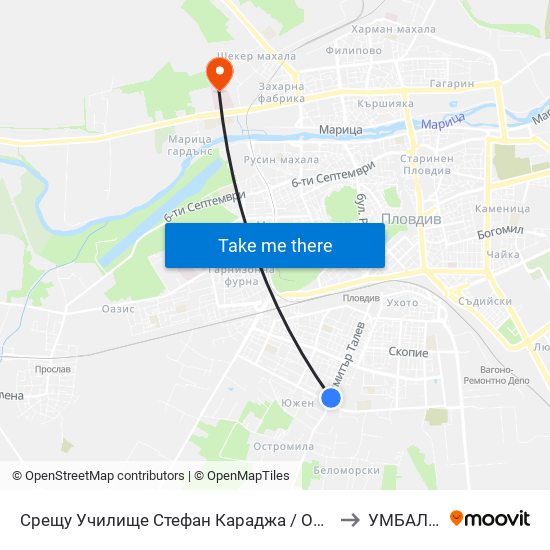 Срещу Училище Стефан Караджа / Opposite Stefan Karadzha School (38) to УМБАЛ Пловдив map
