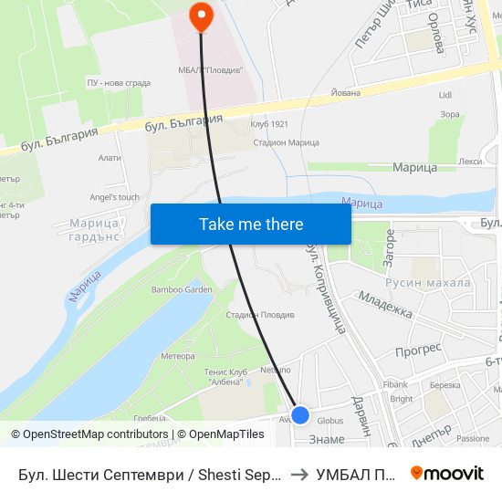 Бул. Шести Септември / Shesti Septemvri Blvd. (240) to УМБАЛ Пловдив map