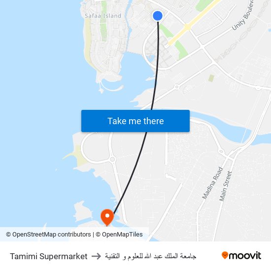 Tamimi Supermarket to جامعة الملك عبد الله للعلوم و التقنية map